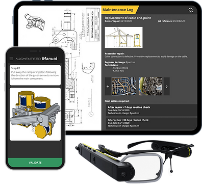 Mobile devices (smart phone, smart tablets, AR glasses) with Augmenteed software used to increase productivity and enable standardization.